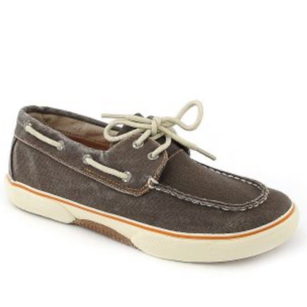 Boys Sperry Halyard Brown Canvas Boat Shoes 3.5